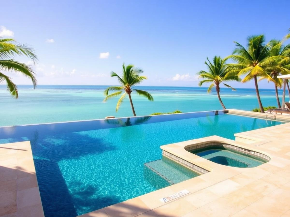 Infinity pool with spa